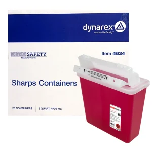 Case of 20 Dynarex Sharps Containers 5 Quart