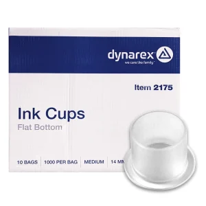 Case of Medium 14mm Dynarex Flat Bottom Ink Cups