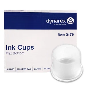 Case of Large 17mm Dynarex Flat Bottom Ink Cups